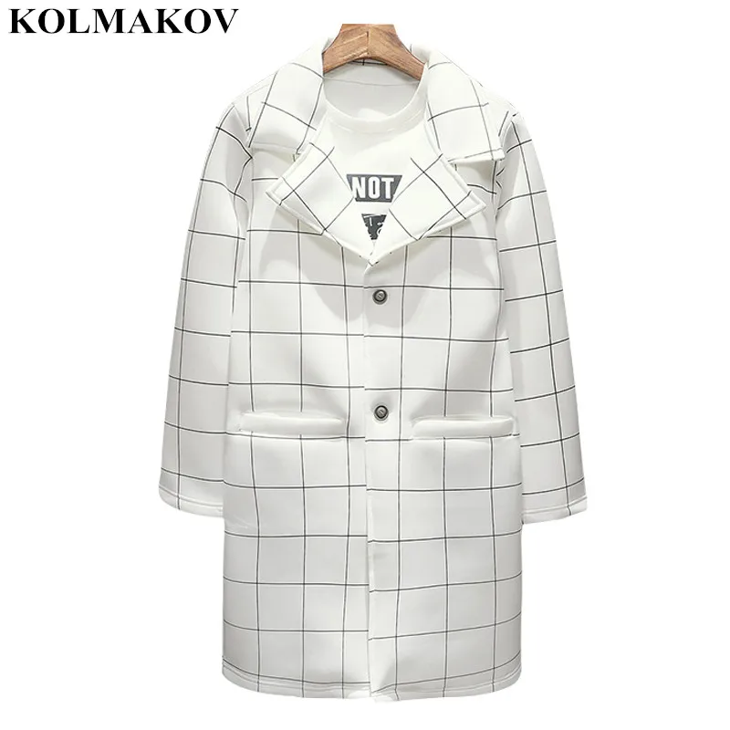 Herrenbekleidung & Zubehör Trench Stetig Kolmakov Neue Männer Kleidung Herren Plaid Windjacken Frühling Männer Graben Mäntel Weiß Baumwolle Mantel Männer M-3xl Heißer Verkauf Oberbekleidung
