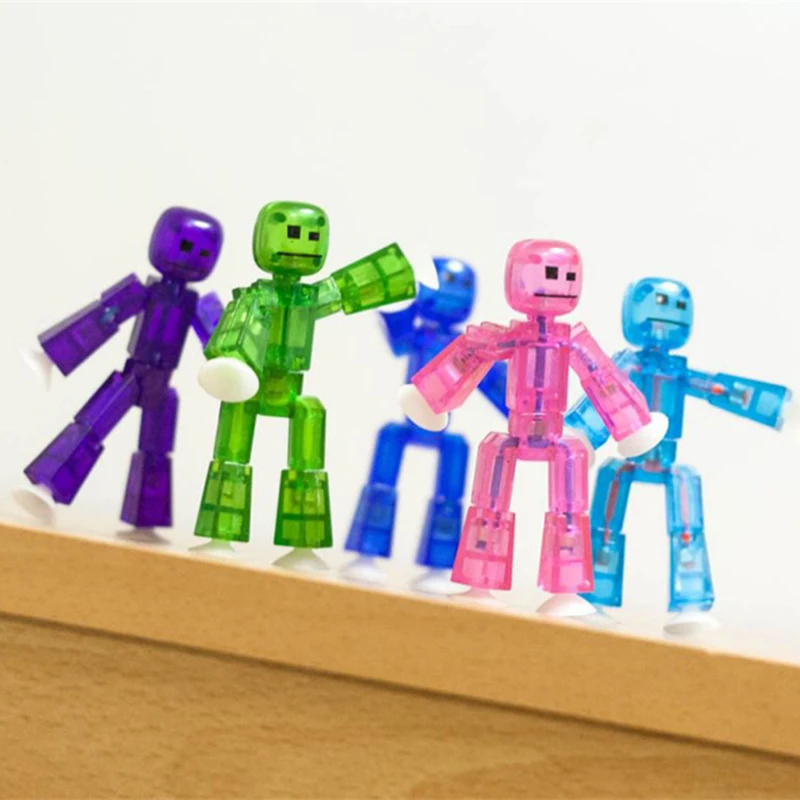 Beste 20 stks partij Kleuren Willekeurig verzenden leuke Sticky Robot Sucker Zuignap grappige Beweegbare action figure speelgoed