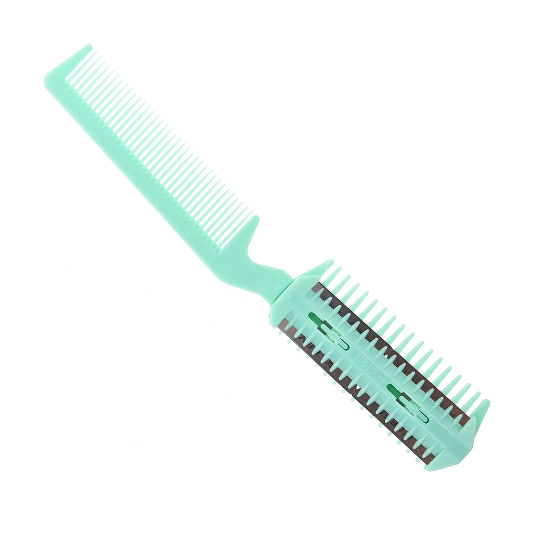 

Green Plastic Comb w 2 Pcs Hair Cutting Trimmer Razor