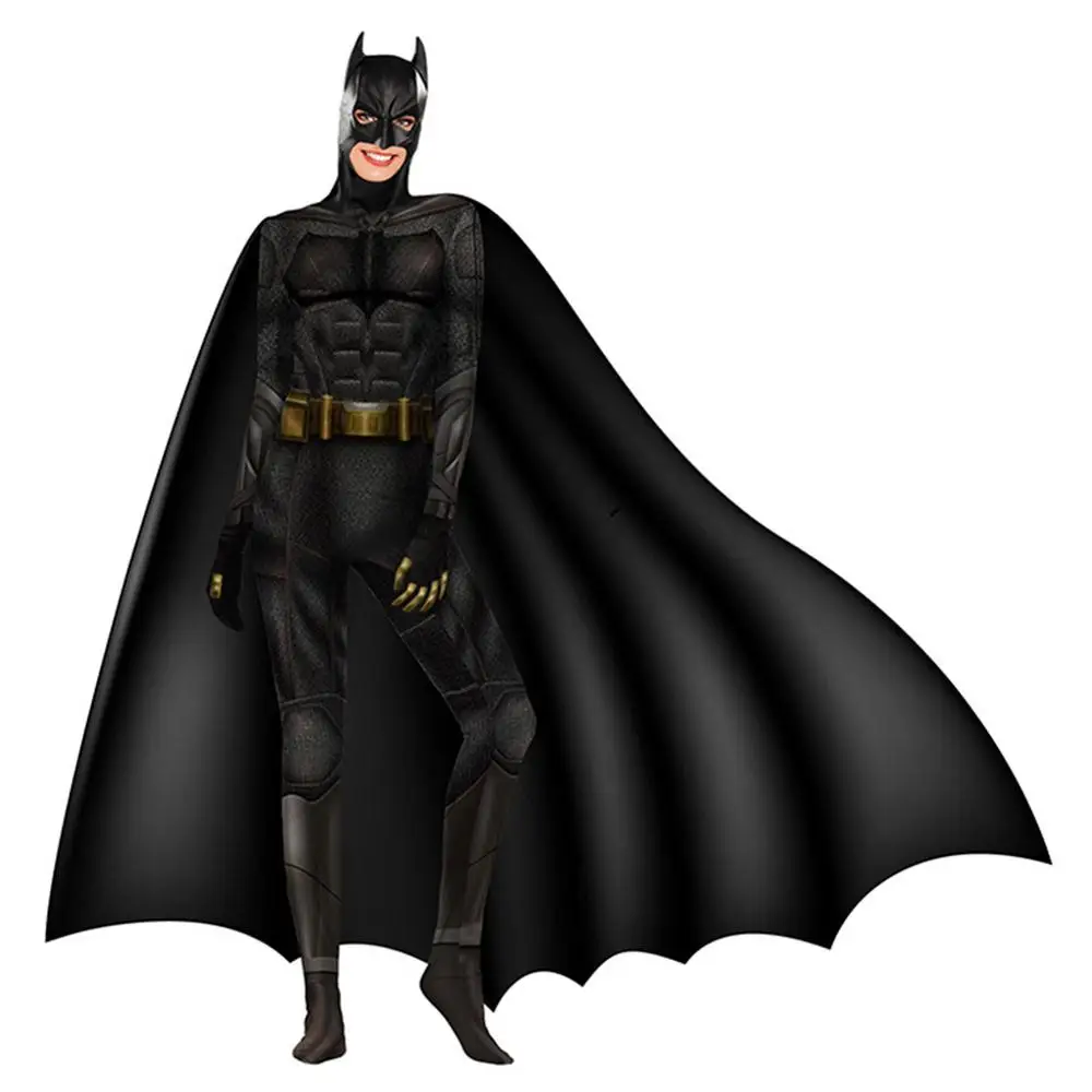 

Movie Batman Cosplay Costume For Adult Women Man Justice League Cosplay Jumpsuit Elastic Slim Catsuit Halloween Costume