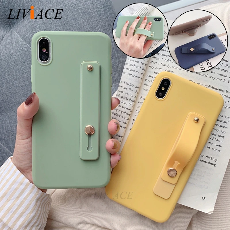 case on for iphone x xr xs max wriststrap Hand Band silicone cases for
iphone 8 7 6 6s plus 5 5s se holder stand tpu back cover