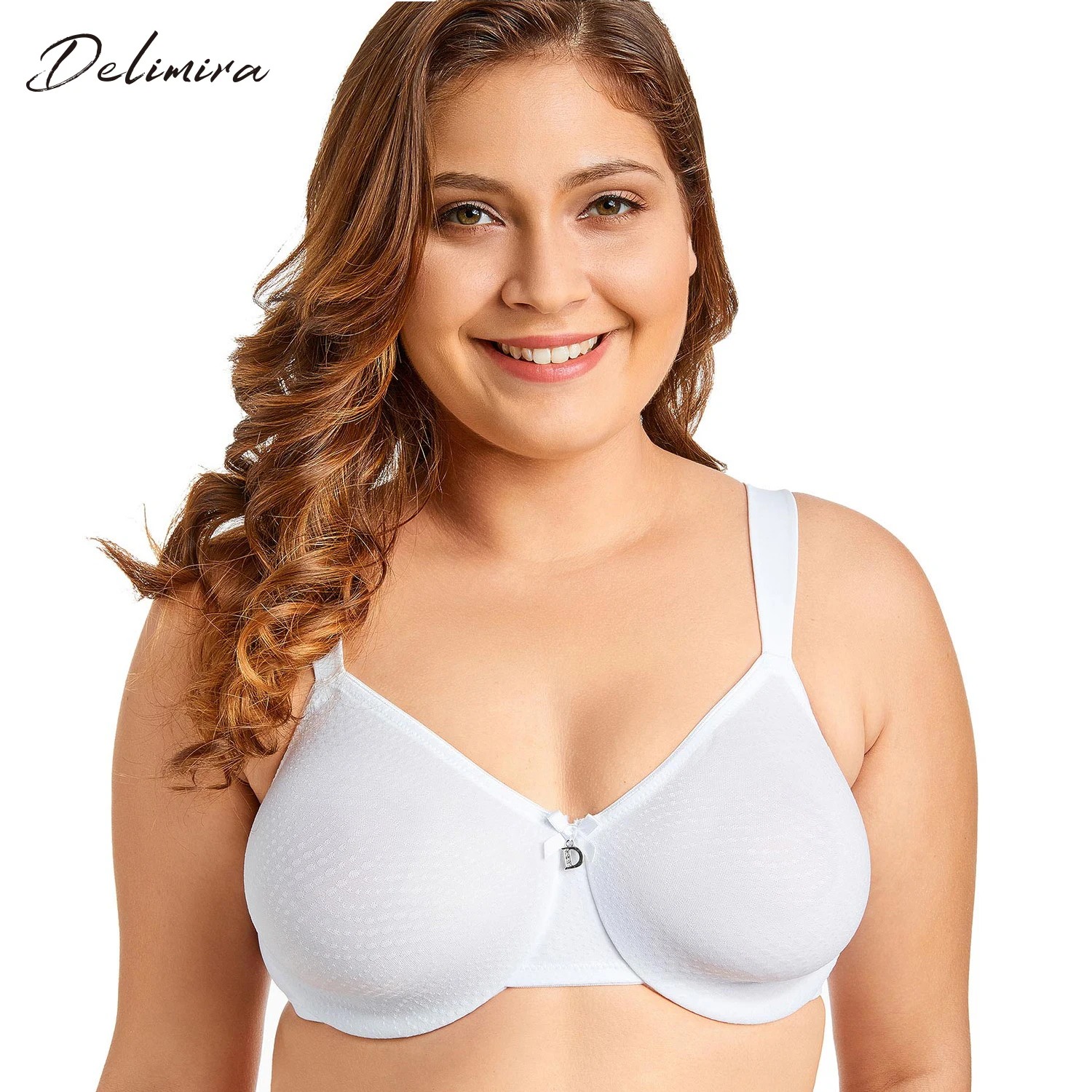 

Delimira Women's Sheer Minimizer Bra Plus Size Support Underwired Everyday Bra
