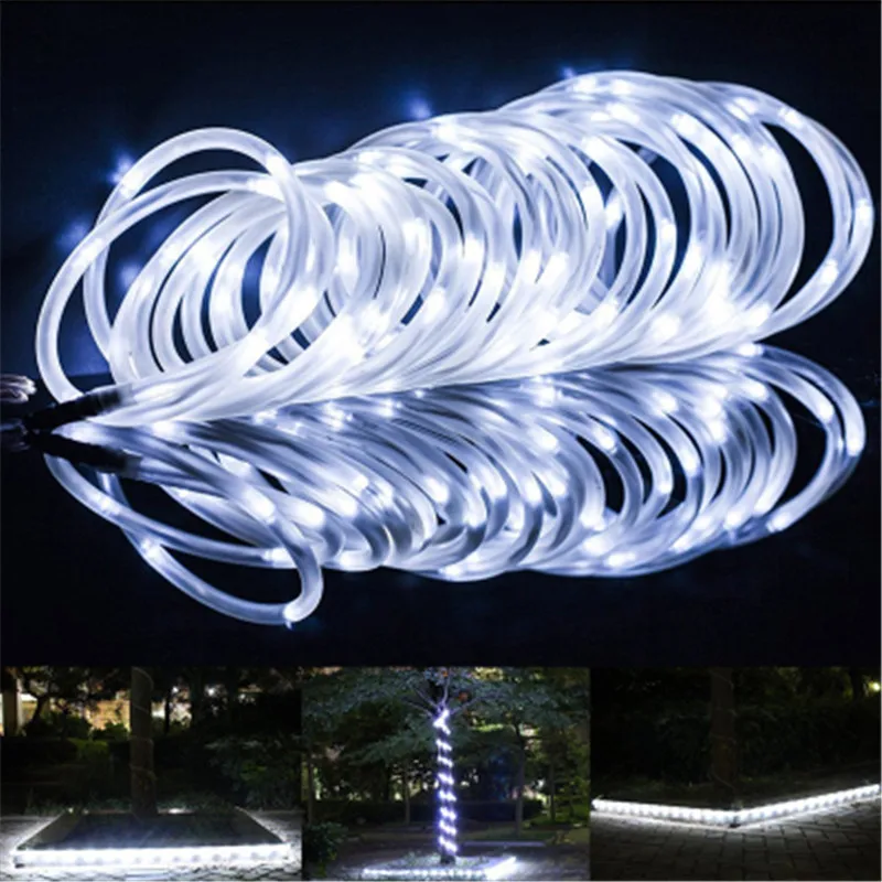 Светодиодная Солнечная гирлянда 12 м 100 светодиодов Guirlande Led Solaire Rope Light Открытый сад Luces solares Para Exterior - Испускаемый цвет: WHITE