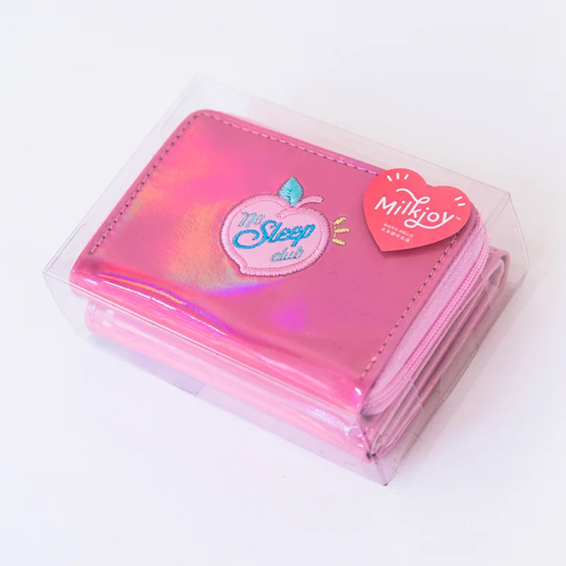 Milkjoy hypnotic peach double-layer purse cute girl heart laser ins wind multi-layer change coin purse