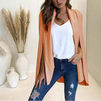 

Womens Casual Ladies Open Stitch Solid Coat Cape Top Outerwear S-XL