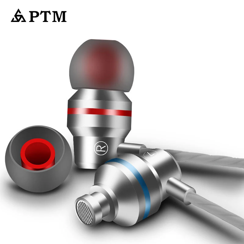 

PTM Earphone Stereo BASS In-Ear Metal Earphone 3.5mm Jack Headsets DJ XBS HiFi Ear Phone With Microphone fone de ouvido