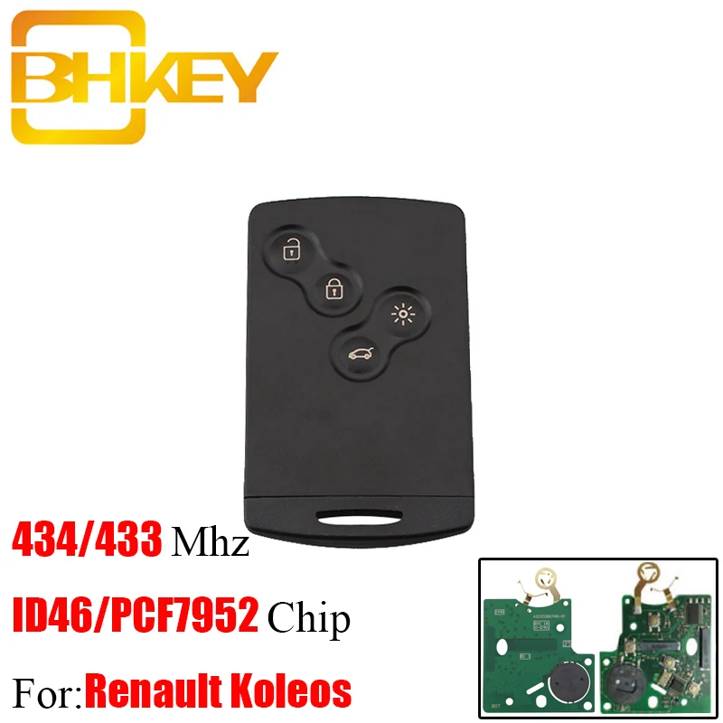 BHKEY 4B PCF7952 чип умный пульт дистанционного управления брелок для Renault Koleos 434 МГц для Renault Scenic Лагуна Koleos Clio неразрезанное лезвие