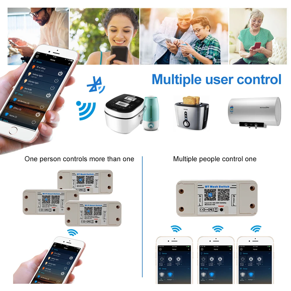 Magic Home Smart Switch 110 В 220 В DIY WiFi Bluetooth беспроводной пульт дистанционного управления светильник с переключателем управления для работы с IOS Android APP