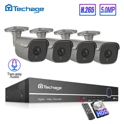 Techage H.265 8CH 4MP CCTV Камера Системы POE NVR комплект открытый Водонепроницаемый 4MP POE IP Камера P2P видеонаблюдения комплект