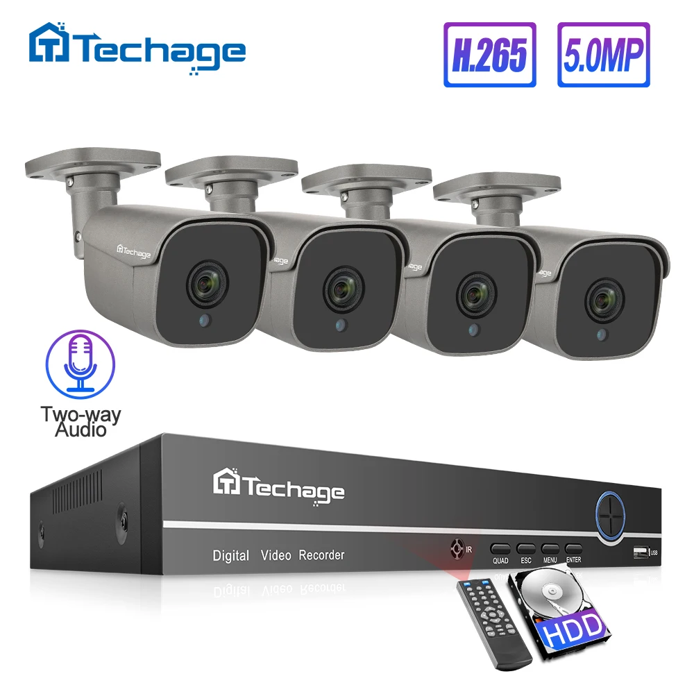 H.265 8CH 5MP HD POE Security Camera System NVR Kit Two way Audio IP AI