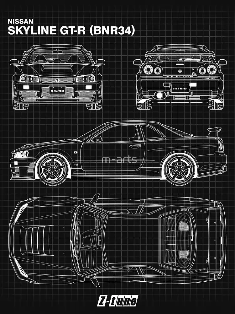 19 Cool Blueprint Nis Skyline Gt R Z Tune Gtr Skyline R35 R32 R33 R34 Motor Engine Turbo T Shirt Unisex Tee T Shirts Aliexpress