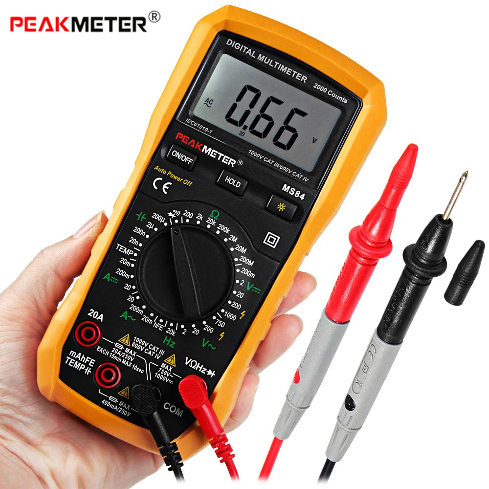 

PEAKMETER MS84 Auto Range Manual Digital Multimeter AC/DC Multimeter Temperature Capacitance Frequency Ammeter Ohmmeter Meter