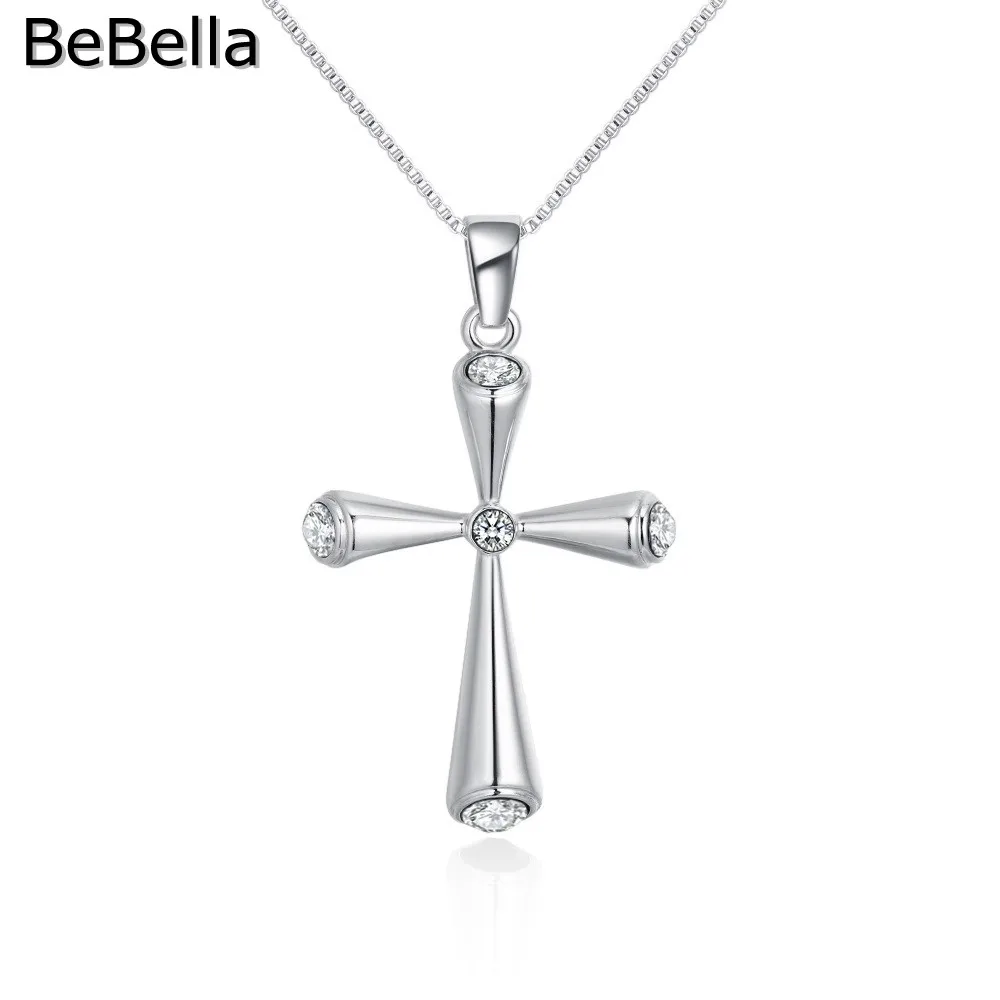 

BeBella crystal setting metal cross pendant necklaces Crystal fashion jewelry for women girls birthday Christmas gift 2018