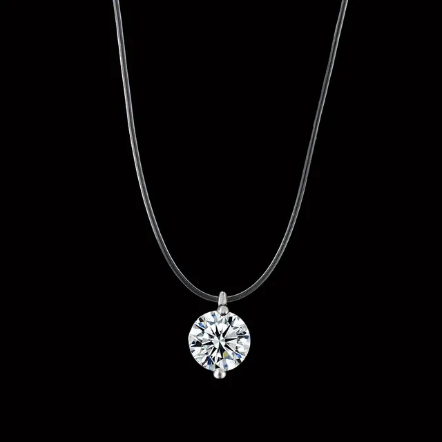 Zircon Statement Necklace Fashion Invisible Transparent Fishing Line Crystal Cle Zircon Statement Necklace Fashion Invisible Transparent Fishing Line Crystal Cle