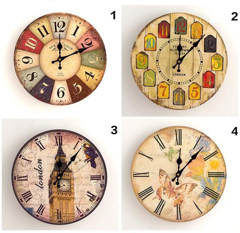 Vintage Silent Wall Clock European Retro Handmade Wall Clocks Wooden Quartz Wall Clock Home Decoration W8689 Vintage Silent Wall Clock European Retro Handmade Wall Clocks Wooden Quartz Wall Clock Home Decoration W8689