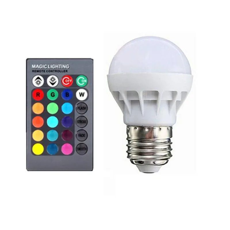 E27 RGB светодиодный лампы 7 Вт, 9 Вт, 16 Цвет сменная лампа Светодиодный прожектор+ 24-кнопочный ИК-пульт дистанционного управления Управление AC85-265V праздничное освещение bombilla светодиодный