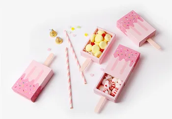 

100pcs cute Ice cream Paper Boxes Wedding Candy Packaging Boxes Biscuit Cookie Chocolate Macaron Gift Boxes