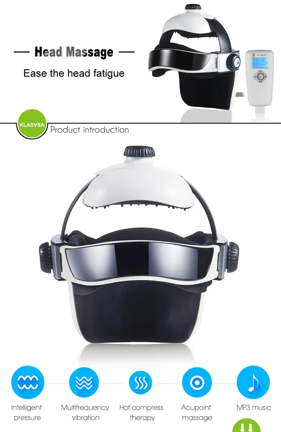 Электрический массажный шлем с подогревом, давление воздушным потоком вибрация, массажер для головы, акупунктурный массаж, музыка