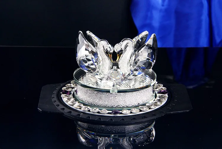 Прозрачное/Шампанское пара стекло кристалл лебедь с прозрачным домашнее украшение с бриллиантами свадебный подарок на день Святого Валентина DEC136