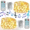 Battery/USB Operated Sound Activated LED Music String Lights 5M 10M Silver Wire Garland Home Christmas Wedding Party Decoration ► Photo 2/6