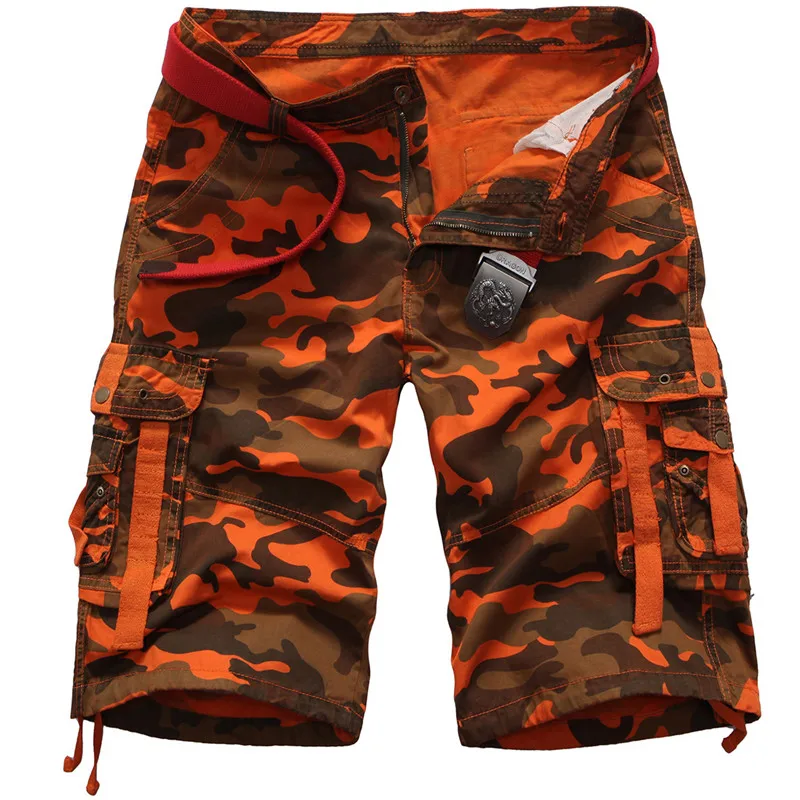 

Men's casual camouflage loose cargo shorts men large size multi-pocket military short pants overalls work short pants