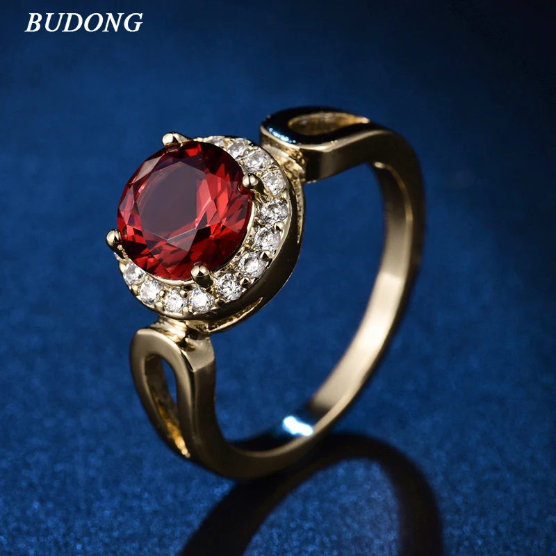2017 BUDONG Brilliant Jordans женское кольцо с большим пальцем Золотое круглая огранка