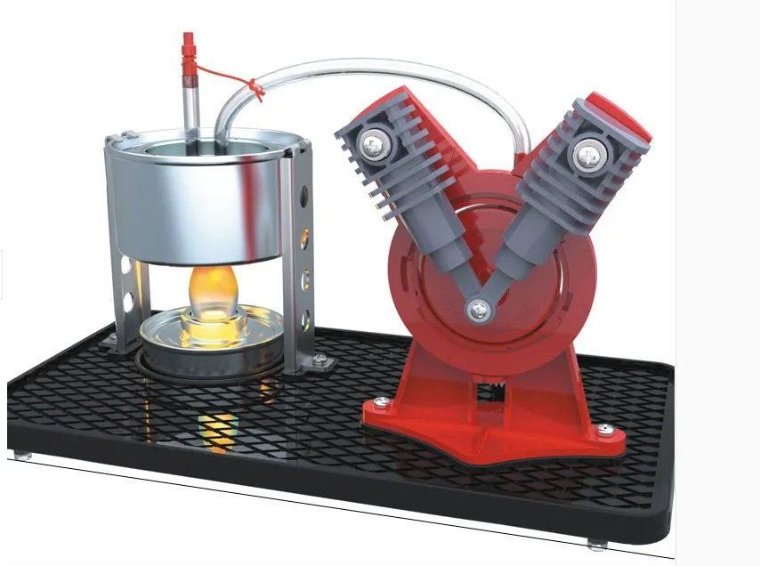 Educational toys for children /V type double cylinder Steam Engine experiments Model Building Kits DIY kids toys Free Shipping