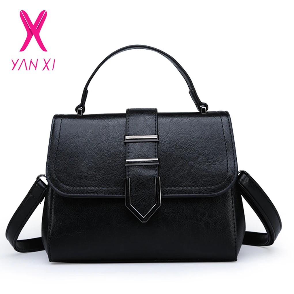 

YANXI 2018 Vintage Fashion Designer PU Leather Women's Handbag Oil Wax Cow Leather Shoulder Bag Tote Ladies Messenger Bags
