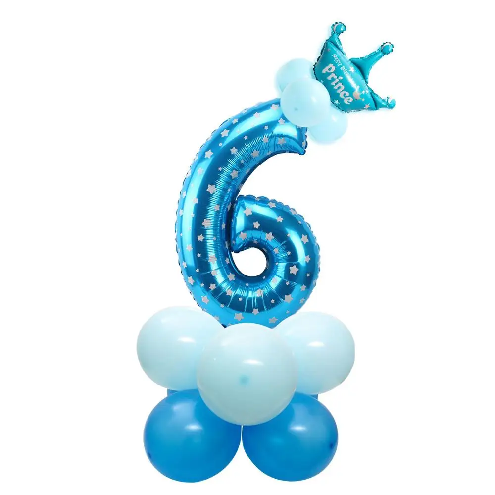 blue 6 Золотой Розовый латексный фольга звезды воздушные шары с дизайном «сердце» 1-й День рождения украшения Дети Девочка Мальчик От 1 до 6 лет Декор ко дню рождения - Цвет: blue 6