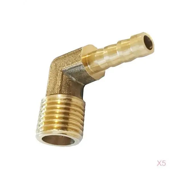 5 pieces 1/2 BSP To 10mm Brass 90 Degree Male Elbow Barb Hose Tail Pipe Gas Fittings Copper Connector Joint Coupler Adapter