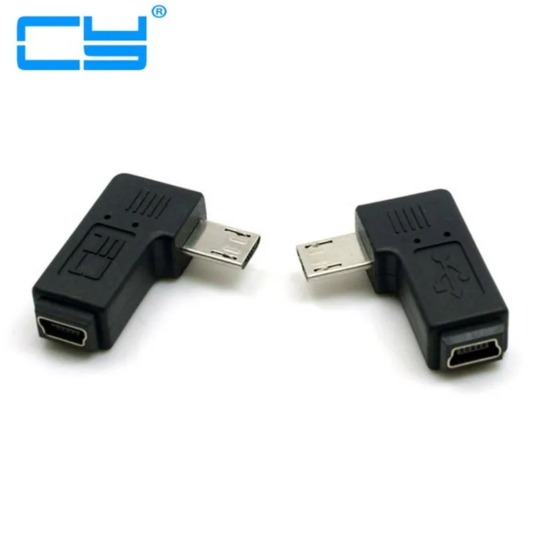 

9mm Long Connector 90 Degree Left & Right Angled Micro USB 5Pin Male to Mini USB Female Extension Adapter Connectors