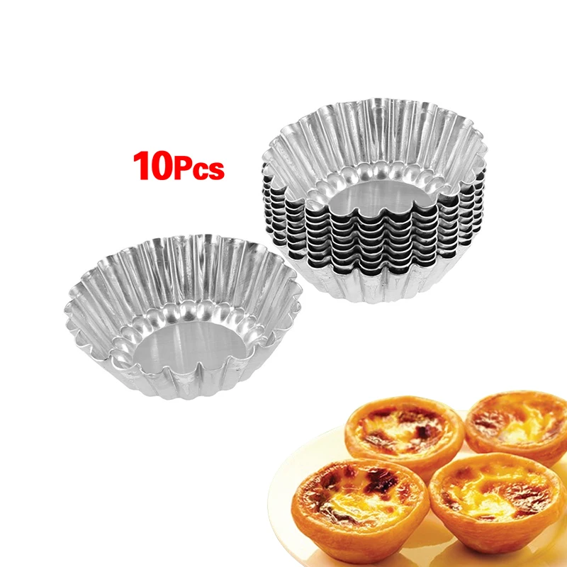 Buy 10pcs Cake Aluminium Alloy Tart Mould Baking Tool Cupcake Egg Tart Fruit