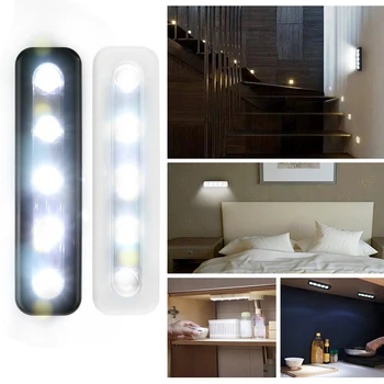 

5 led Night Light Closet Push Lamp Toilet Lighting Battery Operated with Adhesive Led Lights for Home Under Kitchen Cabinets