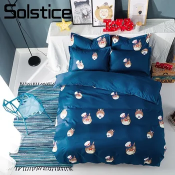 

Solstice Home Textile Dark Blue Cartoon Bedlinen Boy Kid Teens Bedding Set King Queen Twin Size Duvet Cover Pillowcase Bed Sheet