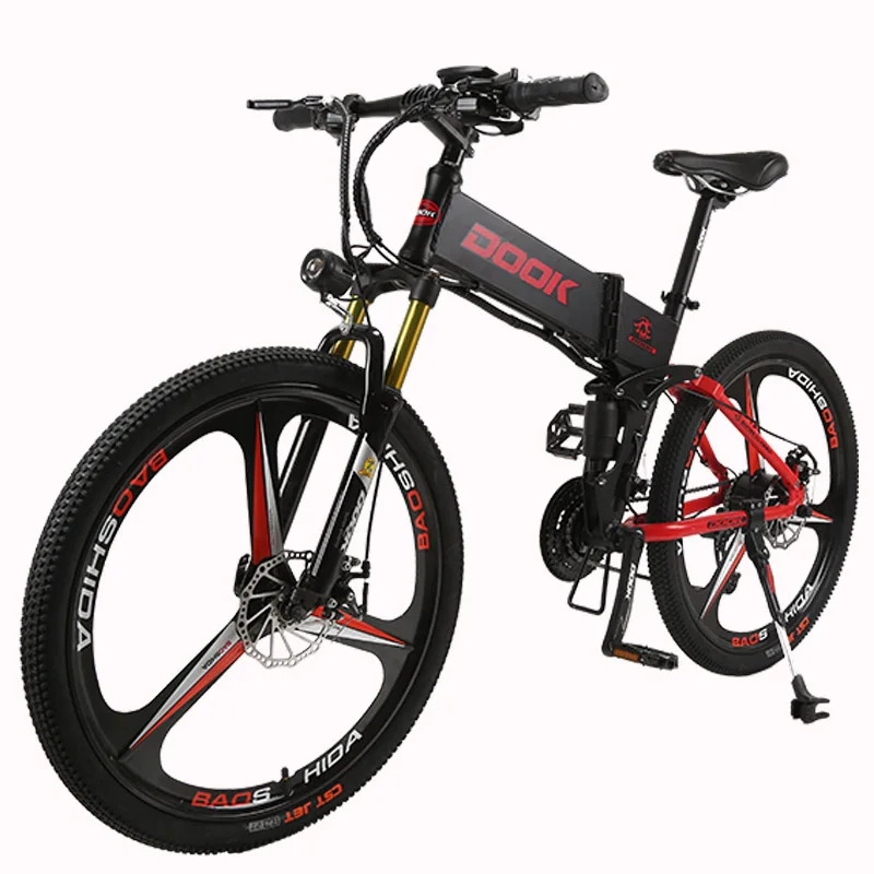 DOOK, DOOK montaña bicicleta eléctrica suspensión completa de aluminio plegable marco 27 velocidad Shimano Altus mecánico de 26