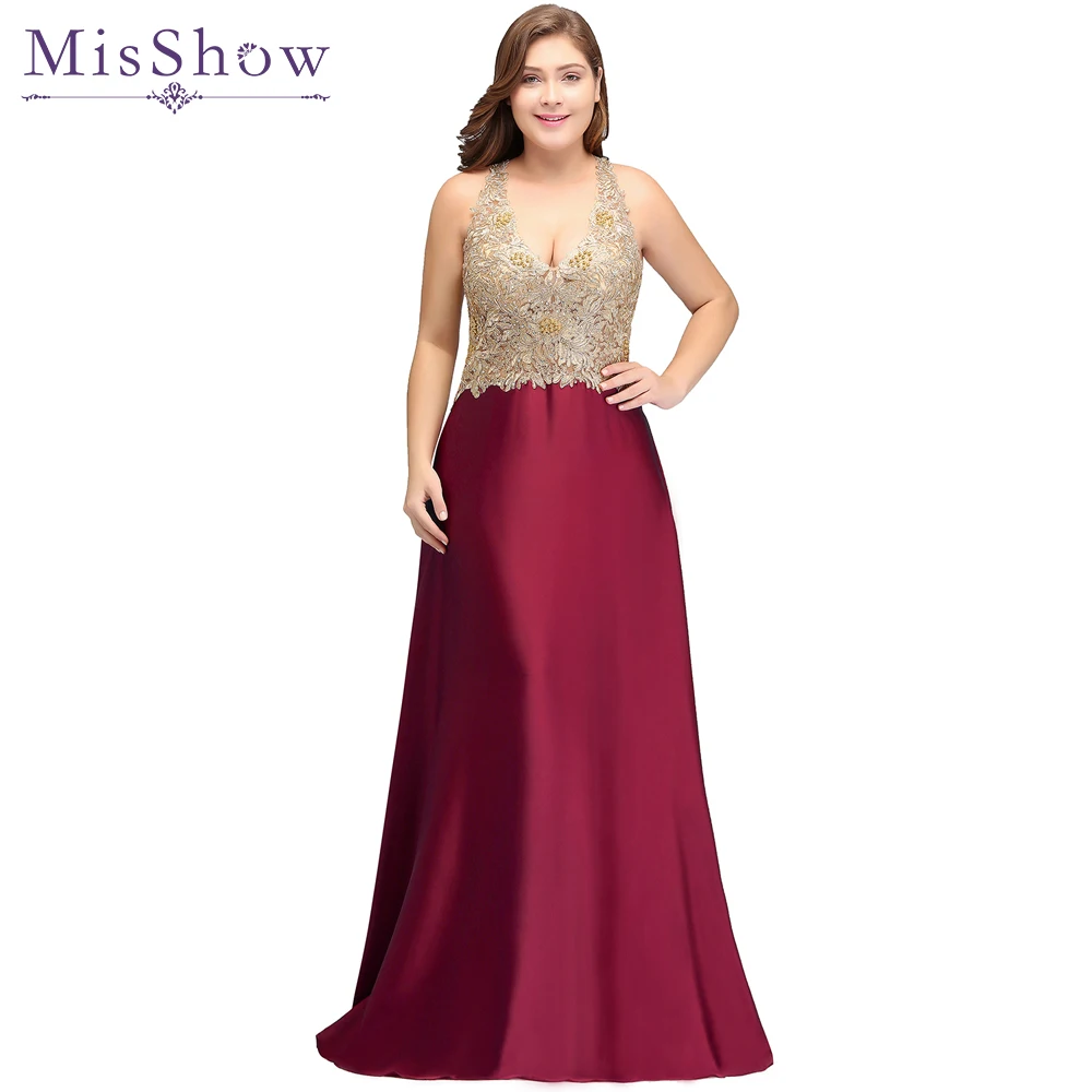 

Vestido de Festa Elegant Beading Long Plus Szie Evening Dress Deep V Neck Mother of the Bride dresses Satin Evening Gown