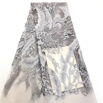 

Nigerian Lace Fabrics in sequines Dress Material Latest Embroider sequin fabric 2019 high quality African sequin mesh fabric C12