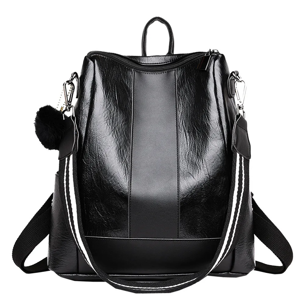 

Women Backpack Color Satchel Travel Hairball Leather School Shoulder Bag backpack women mochila mujer mochila feminina sac a dos