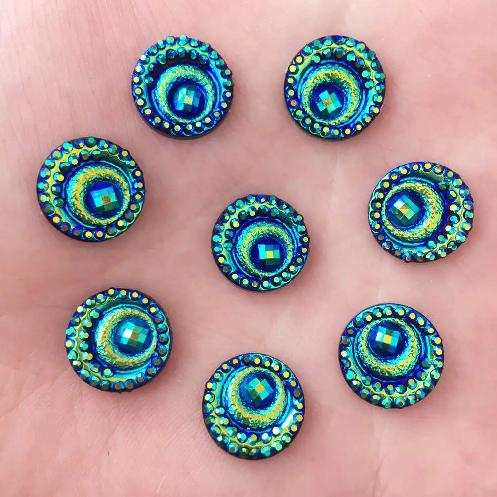 

Hot Diy 200PCS 12mm AB Resin Round Shiny Rhinestone Eye Flatback Wedding Ornament K304*5