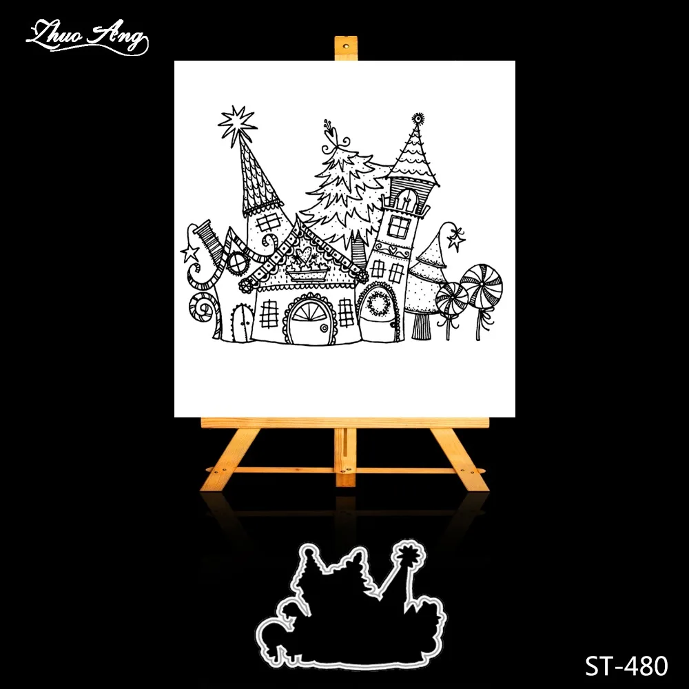 

2018 New Design Christmas Castle Transparent Clear Stamp / Silicone Seal and Cutting Mold DIY Scrapbook Album Die Cutting