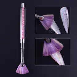 1 шт складной веер Форма щетка для ногтей розовый ручка со стразами пыли блеск средство для снятия пудры очиститель ручка для маникюрных