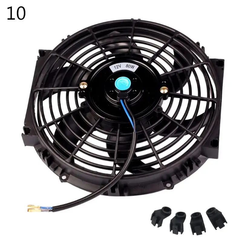 

1 Pc 10inch 12inch 14inch Universal Vehicle Car Radiator Fan Slim Push Pull Electric Engine Cooling Fan 12V Auto Car Accessories