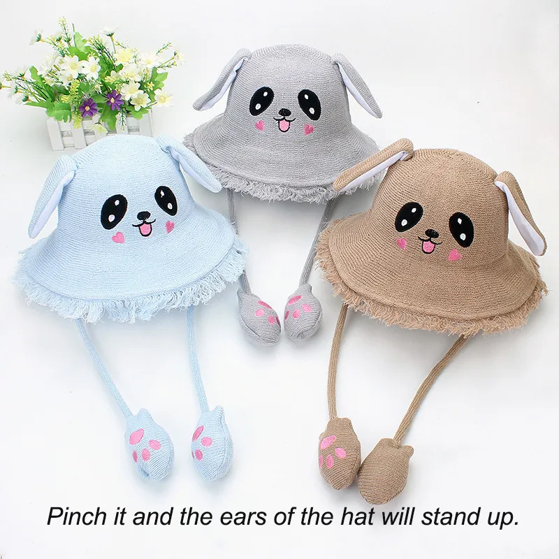 

Novelt Parent-child hat cap summer Children Rabbit ears ear decortion cute beach hat girl Girl boy sun Hat chapeau summer hat