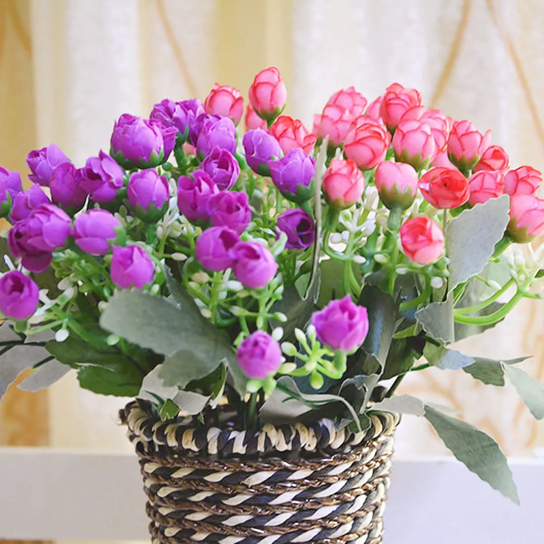 Small Buds Simulation Silk Flowers Blooming Artificial Flowers Wedding