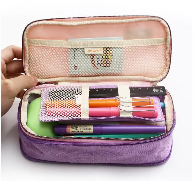 Kawaii KOKUYO, высококачественный школьный пенал, чехол и сумки, большая емкость, холщовая ручка, коробка для штор, школьные принадлежности, канцелярские товары