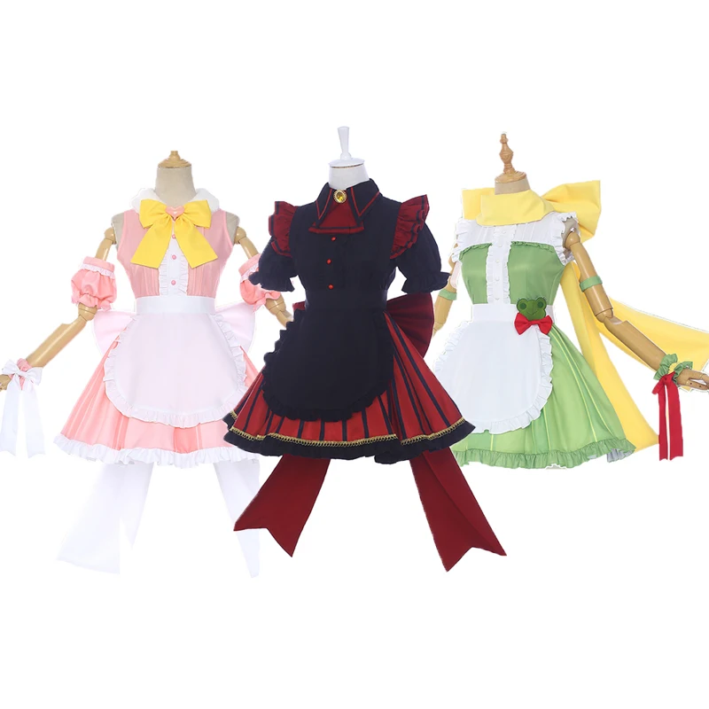 

My Hero Academia Himiko Toga Ochaco Uraraka Asui Tsuyu Jirou Kyouka Yaoyorozu Momo Cafe Maid Dress Cosplay Costume hair pieces