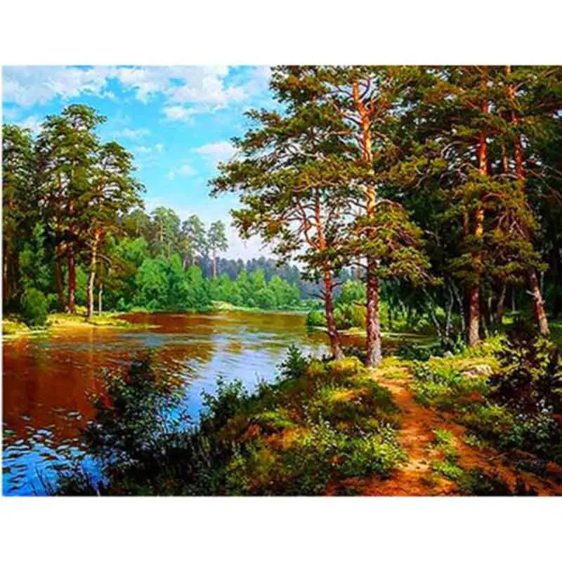

DIY full square Diamond 5D Diamond painting spring forest landscape Embroidery Cross Stitch Rhinestone mosaic wall sticker