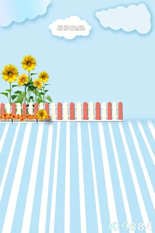 

Blue Chromakey Theme Photographie Backdrop 1.5*2m Sunflowers & Clouds Props Wedding Photos Studios Digital Cloth Background