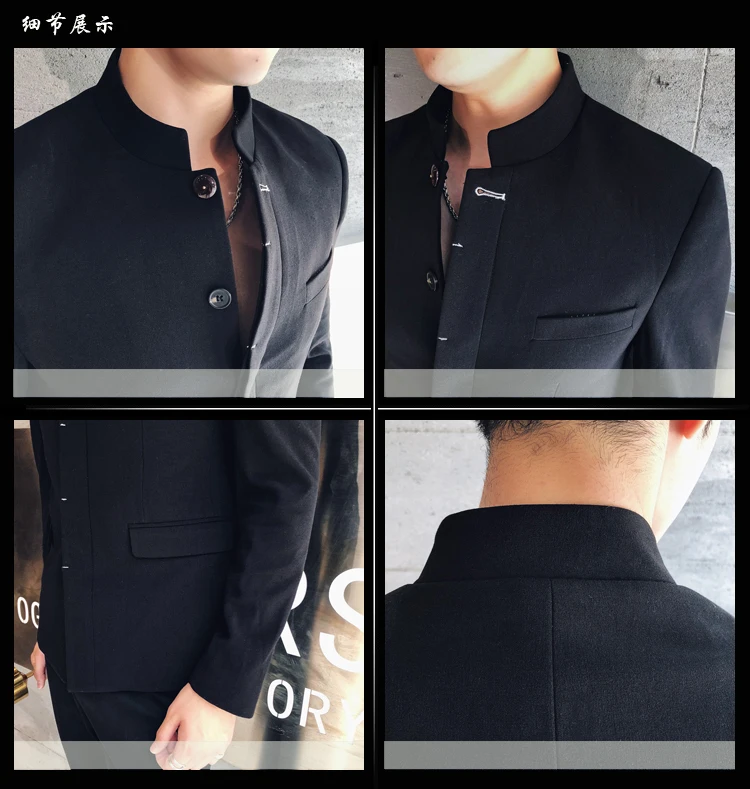 Zhongshan Costume Male Youth Self-cultivation Stand Collar Suit Show Chinese Groom Chinese Style Suit Dress Tang Suit