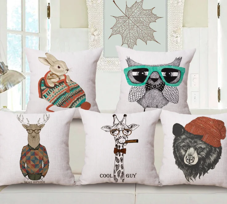 

Cartoon Owl Deer Rabbit Squirrel Wolf Dog Neck Body Pillowcase Linen Bed Pillows Cover Couch Seat Cushion Pillow Home Decoration